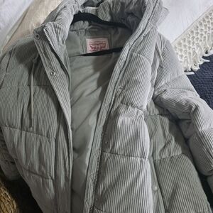Levi's Corduroy Puffer Jacket in Light Gray